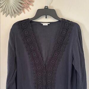 La Blanca Black Lacy V Neck Swim Coverup - Size S